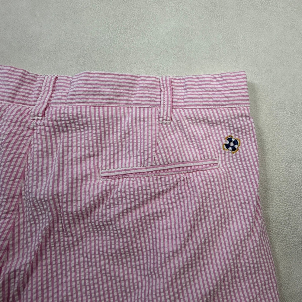 Castaway Nantucket Island Mens 34 Pink White Seersucker Striped Chino Shorts - Picture 9 of 10